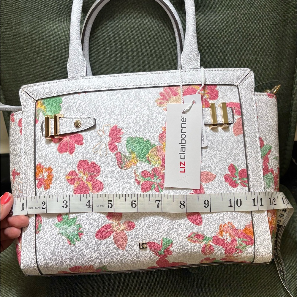 Liz Claiborne Satchel pink Floral handbag crossbody purse shoulder bag - Picture 13 of 16